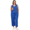 imageWIHOLL Two Piece Set for Women Summer Outfits Vacation Trendy Lounge Sets V Neck Matching SetsRoyal Blue
