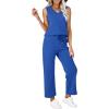 imageWIHOLL Two Piece Set for Women Summer Outfits Vacation Trendy Lounge Sets V Neck Matching SetsRoyal Blue