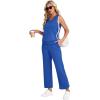 imageWIHOLL Two Piece Set for Women Summer Outfits Vacation Trendy Lounge Sets V Neck Matching SetsRoyal Blue