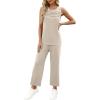 imageWIHOLL Two Piece Sets for Women Summer Outfits Matching Lounge Sets Wide Leg Crop Pants Vacation TravelBeige