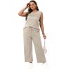 imageWIHOLL Two Piece Sets for Women Summer Outfits Matching Lounge Sets Wide Leg Crop Pants Vacation TravelBeige