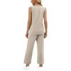 imageWIHOLL Two Piece Sets for Women Summer Outfits Matching Lounge Sets Wide Leg Crop Pants Vacation TravelBeige