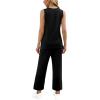 imageWIHOLL Two Piece Sets for Women Summer Outfits Matching Lounge Sets Wide Leg Crop Pants Vacation TravelBlack