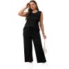imageWIHOLL Two Piece Sets for Women Summer Outfits Matching Lounge Sets Wide Leg Crop Pants Vacation TravelBlack