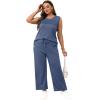 imageWIHOLL Two Piece Sets for Women Summer Outfits Matching Lounge Sets Wide Leg Crop Pants Vacation TravelBlue