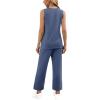 imageWIHOLL Two Piece Sets for Women Summer Outfits Matching Lounge Sets Wide Leg Crop Pants Vacation TravelBlue