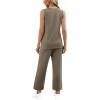 imageWIHOLL Two Piece Sets for Women Summer Outfits Matching Lounge Sets Wide Leg Crop Pants Vacation TravelCoffee