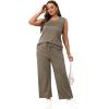 imageWIHOLL Two Piece Sets for Women Summer Outfits Matching Lounge Sets Wide Leg Crop Pants Vacation TravelCoffee
