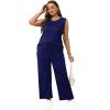 imageWIHOLL Two Piece Sets for Women Summer Outfits Matching Lounge Sets Wide Leg Crop Pants Vacation TravelDark Blue