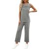 imageWIHOLL Two Piece Sets for Women Summer Outfits Matching Lounge Sets Wide Leg Crop Pants Vacation TravelGray