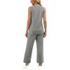 imageWIHOLL Two Piece Sets for Women Summer Outfits Matching Lounge Sets Wide Leg Crop Pants Vacation TravelGray