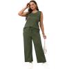 imageWIHOLL Two Piece Sets for Women Summer Outfits Matching Lounge Sets Wide Leg Crop Pants Vacation TravelGreen
