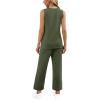 imageWIHOLL Two Piece Sets for Women Summer Outfits Matching Lounge Sets Wide Leg Crop Pants Vacation TravelGreen