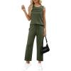 imageWIHOLL Two Piece Sets for Women Summer Outfits Matching Lounge Sets Wide Leg Crop Pants Vacation TravelGreen