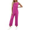imageWIHOLL Two Piece Sets for Women Summer Outfits Matching Lounge Sets Wide Leg Crop Pants Vacation TravelHot Pink