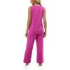 imageWIHOLL Two Piece Sets for Women Summer Outfits Matching Lounge Sets Wide Leg Crop Pants Vacation TravelHot Pink