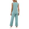 imageWIHOLL Two Piece Sets for Women Summer Outfits Matching Lounge Sets Wide Leg Crop Pants Vacation TravelLake Blue