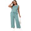 imageWIHOLL Two Piece Sets for Women Summer Outfits Matching Lounge Sets Wide Leg Crop Pants Vacation TravelLake Blue