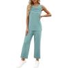 imageWIHOLL Two Piece Sets for Women Summer Outfits Matching Lounge Sets Wide Leg Crop Pants Vacation TravelLake Blue