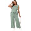 imageWIHOLL Two Piece Sets for Women Summer Outfits Matching Lounge Sets Wide Leg Crop Pants Vacation TravelSage Green