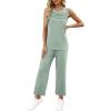 imageWIHOLL Two Piece Sets for Women Summer Outfits Matching Lounge Sets Wide Leg Crop Pants Vacation TravelSage Green