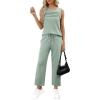 imageWIHOLL Two Piece Sets for Women Summer Outfits Matching Lounge Sets Wide Leg Crop Pants Vacation TravelSage Green