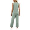 imageWIHOLL Two Piece Sets for Women Summer Outfits Matching Lounge Sets Wide Leg Crop Pants Vacation TravelSage Green
