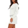 imageWIHOLL Womens Long Sleeve Boat Neck Mini Dress Slim Fit Party Club Bodycon Fall Winter Dresses 2025A  White