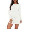 imageWIHOLL Womens Long Sleeve Boat Neck Mini Dress Slim Fit Party Club Bodycon Fall Winter Dresses 2025A  White