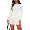 imageWIHOLL Womens Long Sleeve Boat Neck Mini Dress Slim Fit Party Club Bodycon Fall Winter Dresses 2025A  White