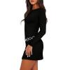 imageWIHOLL Womens Long Sleeve Boat Neck Mini Dress Slim Fit Party Club Bodycon Fall Winter Dresses 2025B  Black