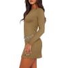 imageWIHOLL Womens Long Sleeve Boat Neck Mini Dress Slim Fit Party Club Bodycon Fall Winter Dresses 2025C  Khaki