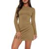 imageWIHOLL Womens Long Sleeve Boat Neck Mini Dress Slim Fit Party Club Bodycon Fall Winter Dresses 2025C  Khaki
