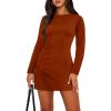 imageWIHOLL Womens Long Sleeve Boat Neck Mini Dress Slim Fit Party Club Bodycon Fall Winter Dresses 2025D  Caramel