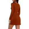 imageWIHOLL Womens Long Sleeve Boat Neck Mini Dress Slim Fit Party Club Bodycon Fall Winter Dresses 2025D  Caramel