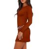 imageWIHOLL Womens Long Sleeve Boat Neck Mini Dress Slim Fit Party Club Bodycon Fall Winter Dresses 2025D  Caramel