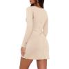 imageWIHOLL Womens Long Sleeve Boat Neck Mini Dress Slim Fit Party Club Bodycon Fall Winter Dresses 2025E  Light Apricot