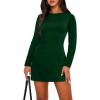 imageWIHOLL Womens Long Sleeve Boat Neck Mini Dress Slim Fit Party Club Bodycon Fall Winter Dresses 2025G  Green