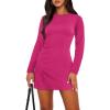 imageWIHOLL Womens Long Sleeve Boat Neck Mini Dress Slim Fit Party Club Bodycon Fall Winter Dresses 2025H  Hot Pink