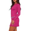 imageWIHOLL Womens Long Sleeve Boat Neck Mini Dress Slim Fit Party Club Bodycon Fall Winter Dresses 2025H  Hot Pink