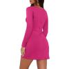 imageWIHOLL Womens Long Sleeve Boat Neck Mini Dress Slim Fit Party Club Bodycon Fall Winter Dresses 2025H  Hot Pink