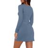 imageWIHOLL Womens Long Sleeve Boat Neck Mini Dress Slim Fit Party Club Bodycon Fall Winter Dresses 2025I  Cadet Blue