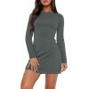 imageWIHOLL Womens Long Sleeve Boat Neck Mini Dress Slim Fit Party Club Bodycon Fall Winter Dresses 2025J  Deep Grey