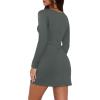 imageWIHOLL Womens Long Sleeve Boat Neck Mini Dress Slim Fit Party Club Bodycon Fall Winter Dresses 2025J  Deep Grey