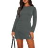 imageWIHOLL Womens Long Sleeve Boat Neck Mini Dress Slim Fit Party Club Bodycon Fall Winter Dresses 2025J  Deep Grey