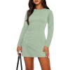 imageWIHOLL Womens Long Sleeve Boat Neck Mini Dress Slim Fit Party Club Bodycon Fall Winter Dresses 2025O  Sage Green