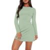 imageWIHOLL Womens Long Sleeve Boat Neck Mini Dress Slim Fit Party Club Bodycon Fall Winter Dresses 2025O  Sage Green