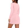 imageWIHOLL Womens Long Sleeve Boat Neck Mini Dress Slim Fit Party Club Bodycon Fall Winter Dresses 2025P  Pink