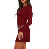 imageWIHOLL Womens Long Sleeve Boat Neck Mini Dress Slim Fit Party Club Bodycon Fall Winter Dresses 2025R  Red