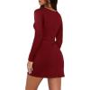 imageWIHOLL Womens Long Sleeve Boat Neck Mini Dress Slim Fit Party Club Bodycon Fall Winter Dresses 2025R  Red